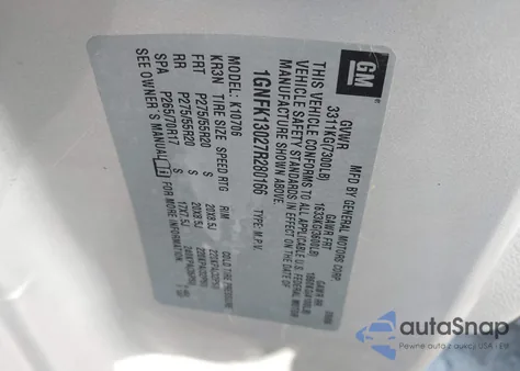 2007 Chevrolet Tahoe Ltz из США, поврежденный, VIN 1GNFK13027R280166